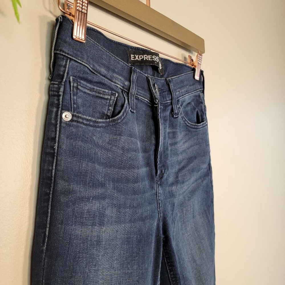 Express Legging High Rise Dark Blue Wash Skinny Soft Stretch Jegging 2 Jeans - Picture 4 of 10